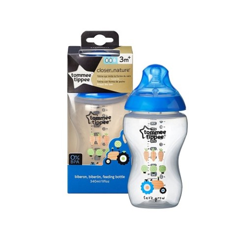 (TOMMEE TIPPEE) Closer to Nature 1x340ml Decorative Feeding Bottle- BPA free