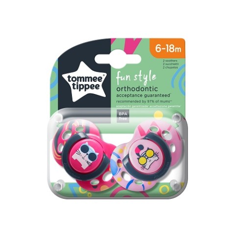 (TOMMEE TIPPEE)2 STYLE SOOTHERS 6-18M