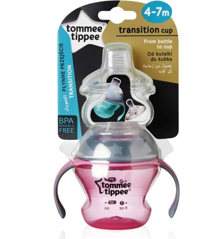 (TOMMEE TIPPEE) (NET) TRANSITION CUP PINK & BLUE 4-7M