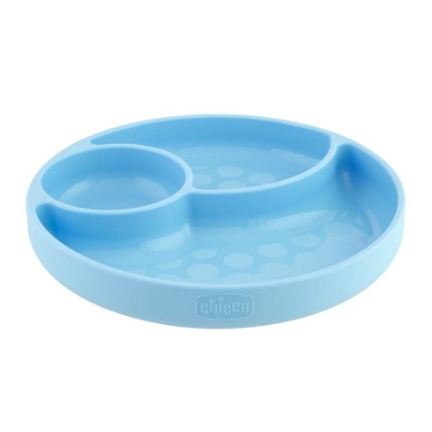 SILICONE LIGHT BLUE DIVIDED PLATE 12m+