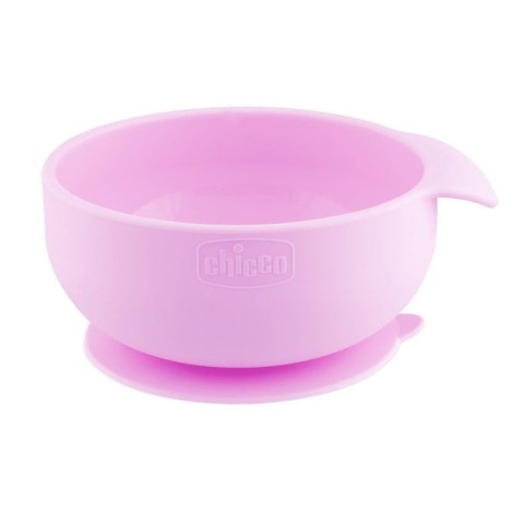 SILICONE BOWL 6M+ for semi-liquid food PINK