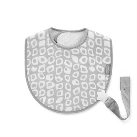 BABYJEM BABY BIB WITH PACIFIER HANGER / GREY SQUARE