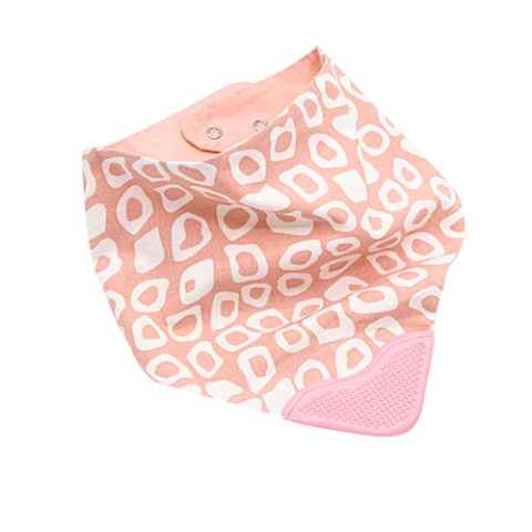 BABYJEM POPLIN NECK SCARF BIB WITH TEETHER / PINK /  SQUARE