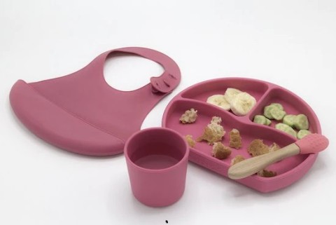 BABYJEM SILICON FEEDING SET PINK