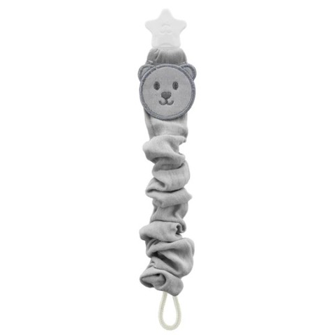 PACIFIER HANGER WITH RAW SILK MATERIAL(MUSLIN) GREY