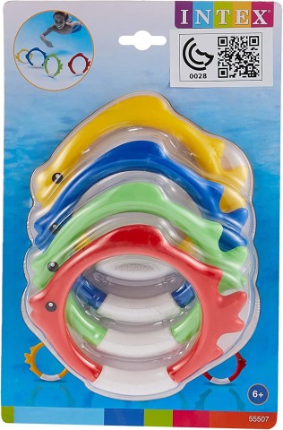 INTEX 55507I UNDERWATER FISH RINGS - Ages 6+ - 4 Colors S18