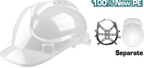 Safety Helmet (White) PE Shell (Ribbon)