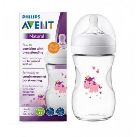 Natural Feeding Bottle 260ml - Single Pack - Unicorn