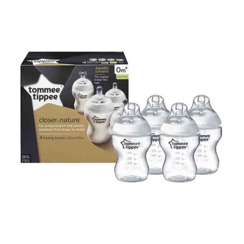 (TOMMEE TIPPEE)260ml Four Pack PP Easivent Bottles