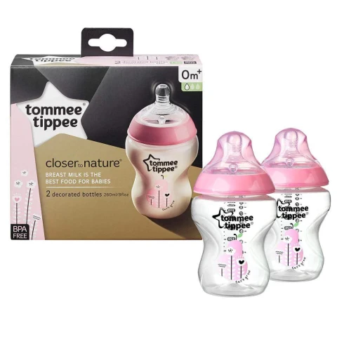 (TOMMEE TIPPEE)260ML PP BOTTLE 2PCS DECO