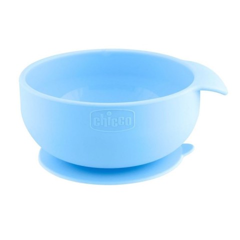 SILICONE BOWL 6M+ for semi-liquid food LIGHT BLUE