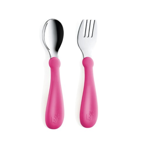 BABYJEM STEEL SPOON AND FORK PINK