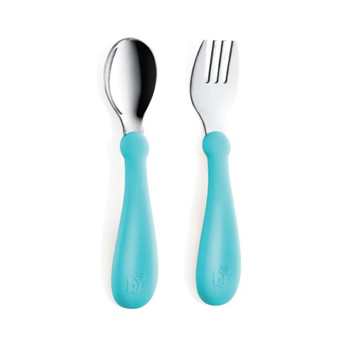 BABYJEM STEEL SPOON AND FORK BLUE