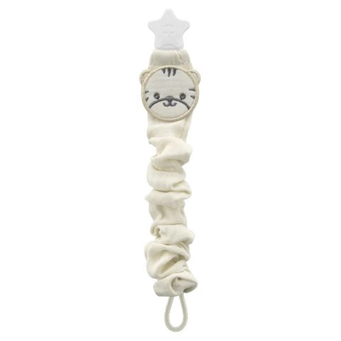 PACIFIER HANGER WITH RAW SILK MATERIAL(MUSLIN) CREAM